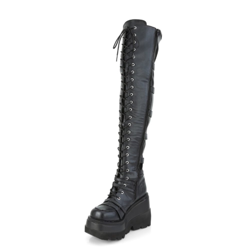 Thigh High Platform Goth Punk Rock Boots Shaker Stomper - Picture 13 of 17